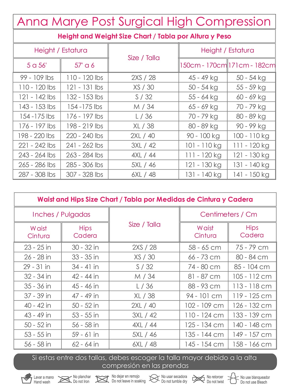 Hight-compression-size-chart 